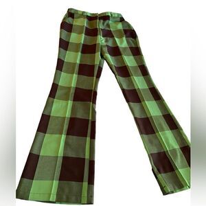 NWOT Collusion Green and Black Plaid Flare Pants